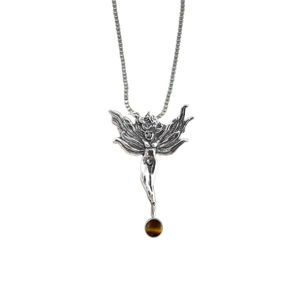 Sterling Silver Molly The Irish Fairy Pendant With Tiger Eye